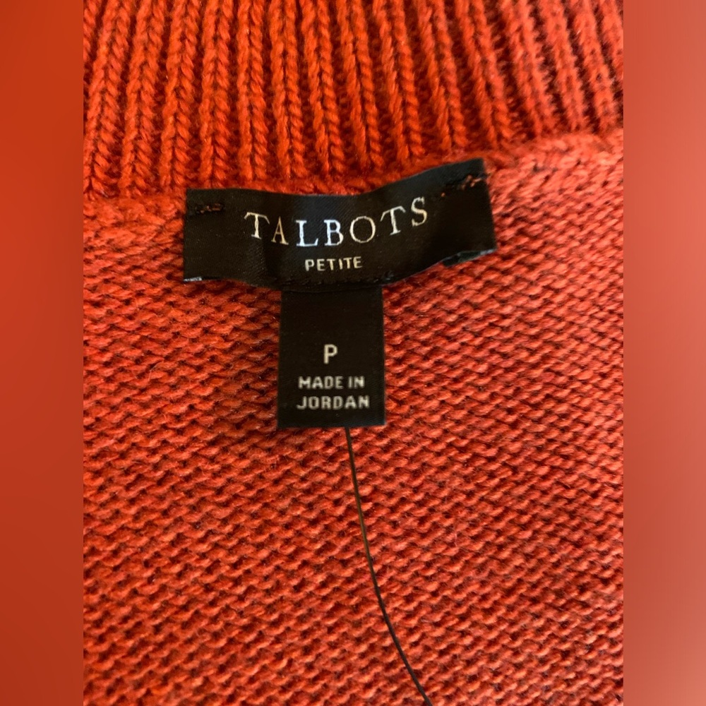 Talbots NWT burnt orange 3/4 sleeve turtleneck sweater size P (smalll?) petite - Picture 6 of 15